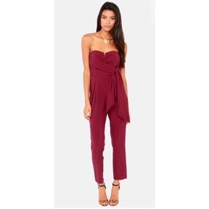 Lulu’s Maroon Strapless Jumpsuit